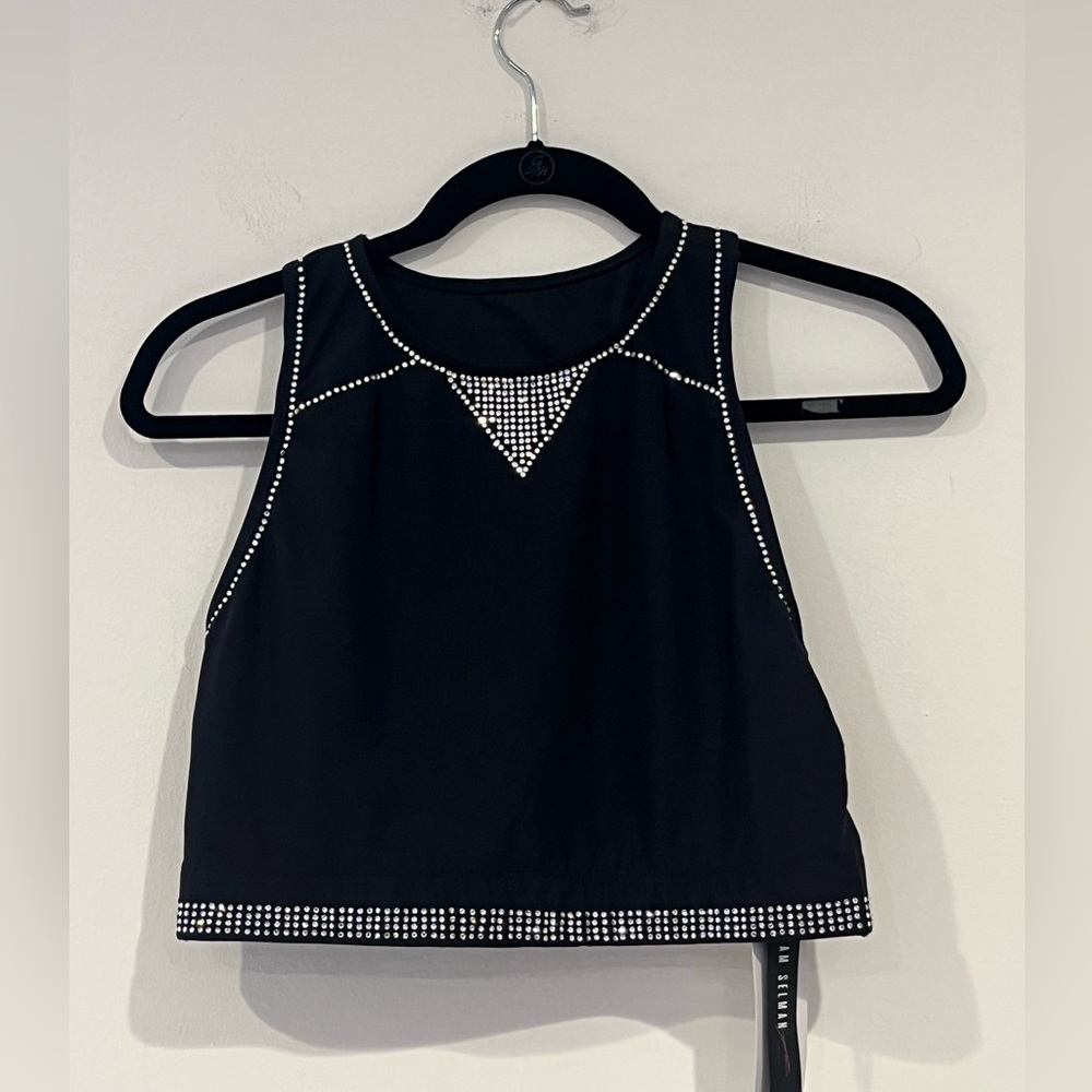 NWT Adam Selman Sport Rhinestone Racerback Crop Top